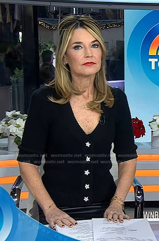 Savannah’s black star button cardigan on Today