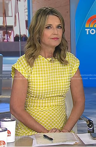 Savannah’s yellow textured check dress on Today