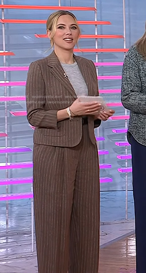 Scarlett Johansson's brown pinstripe blazer and pants on Today