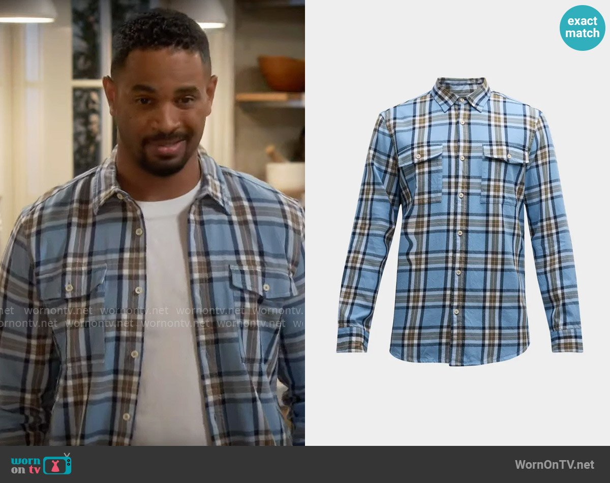 Scotch & Soda Yarn-Dyed Flannel Sport Shirt worn by Poppa (Damon Wayans) on Poppas House