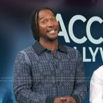 Scott’s blue knit cardigan on Access Hollywood