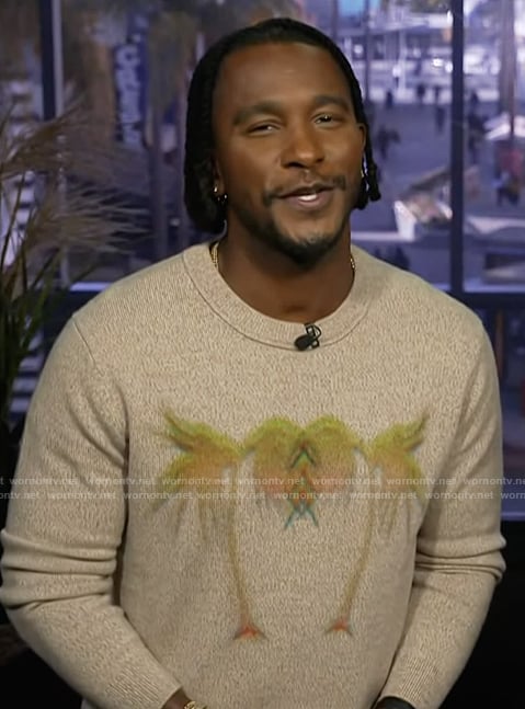 Scott’s palm print sweater on on Access Hollywood