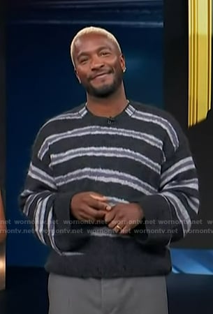 Scott's striped oversized sweater on Access Hollywood