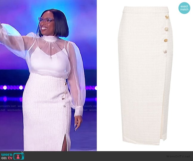 Self Portrait Boucle Midi Skirt worn by Jennifer Hudson on The Jennifer Hudson Show