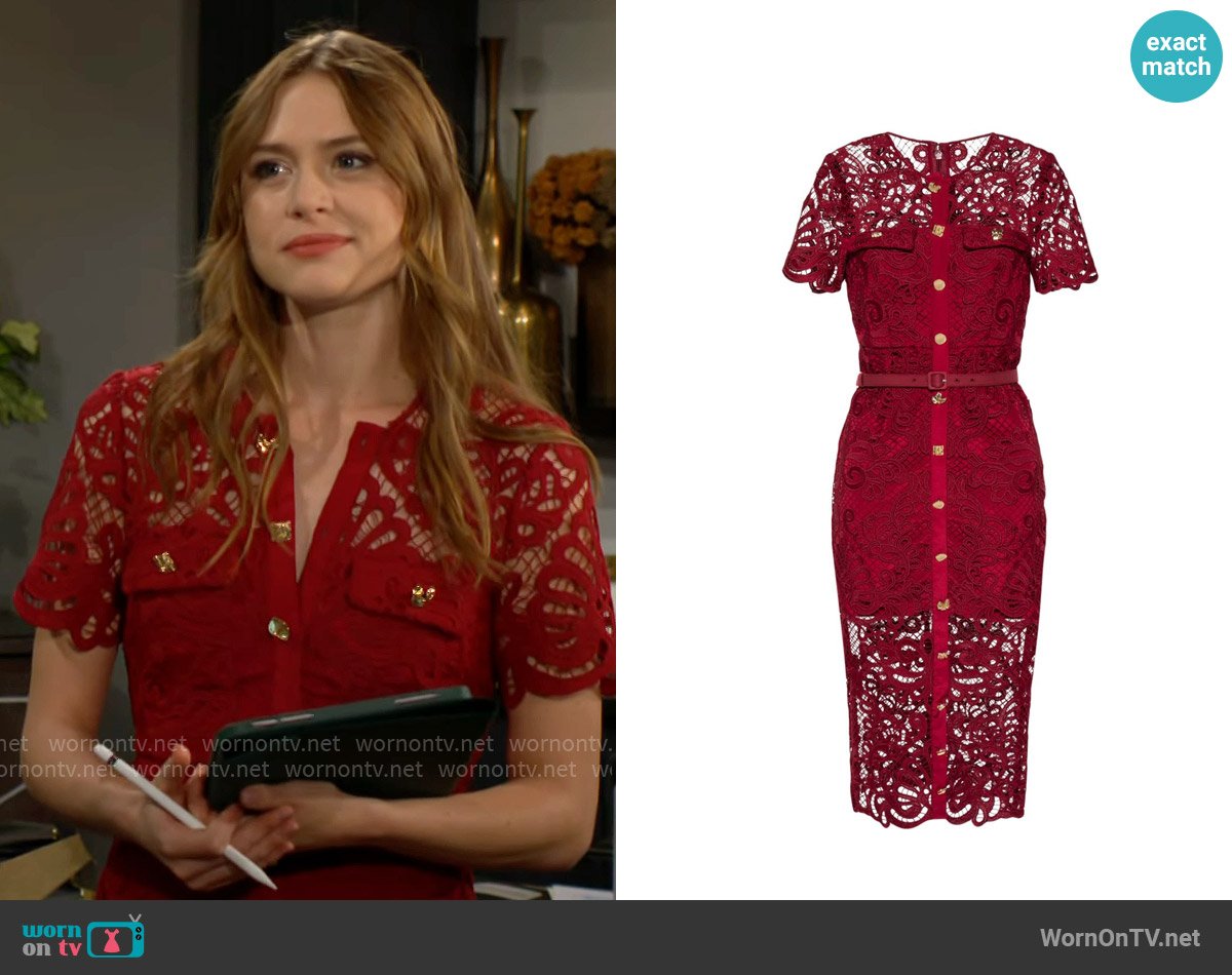 Self Portrait Guipure-lace Midi Dress worn by Claire Grace (Hayley Erin) on The Young and the Restless