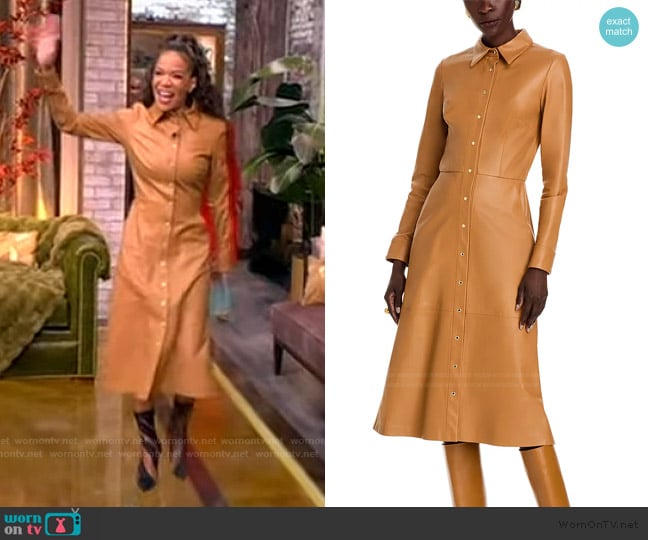 Sergio Hudson Leather Button Down Shirt Dress worn by Sunny Hostin on The View