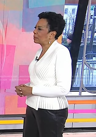 Sharon Epperson’s white pleated wrap top on Today