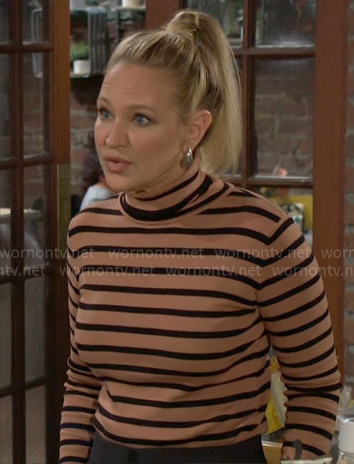 Sharon’s striped turtleneck top on The Young and the Restless