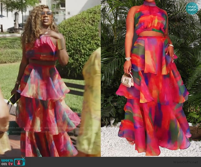 Wendy’s pink printed tiered dress on RHOP