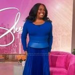 Sherri’s blue pleated dress on Sherri