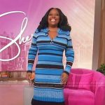 Sherri’s blue stripe knit dress on Sherri