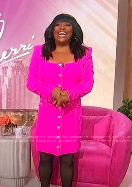 Sherri’s pink button front dress on Sherri