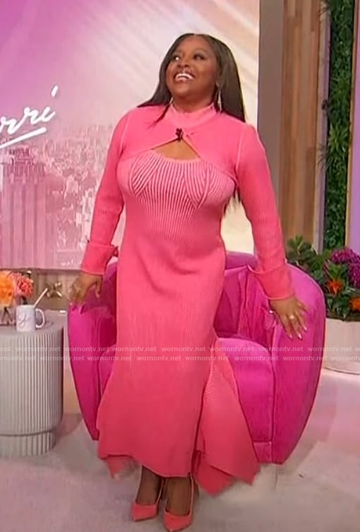 Sherri's pink ribbed cutout dress on Sherri