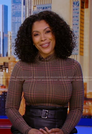 Shirleen’s brown plaid top on Good Morning America