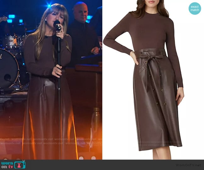 Shoshanna Jaden Mixed-Media Dress worn by Kelly Clarkson on The Kelly Clarkson Show