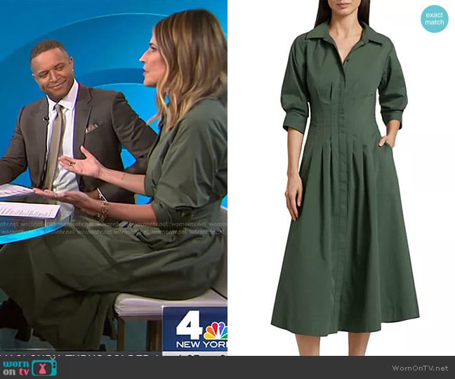 Simkhai Jazz Pintucked Midi Shirtdress in Botanical worn by Savannah Guthrie on Today