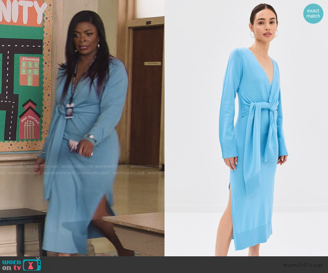 Simkhai Skyla Wrap Dress worn by Ava Coleman (Janelle James) on Abbott Elementary