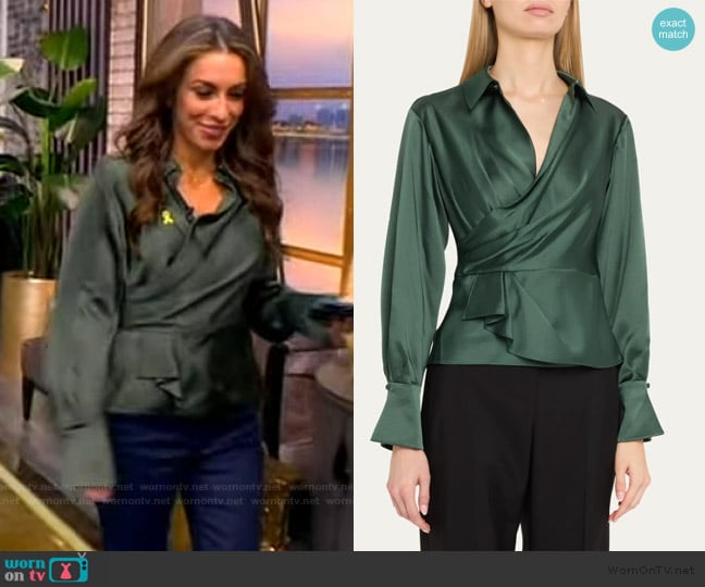 Simkhai Valya Satin Long-Sleeve Shirt worn by Alyssa Farah Griffin on The View