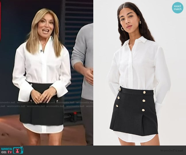 Simkhai Warren Shirt Combo Minidress worn by Kit Hoover on Access Hollywood