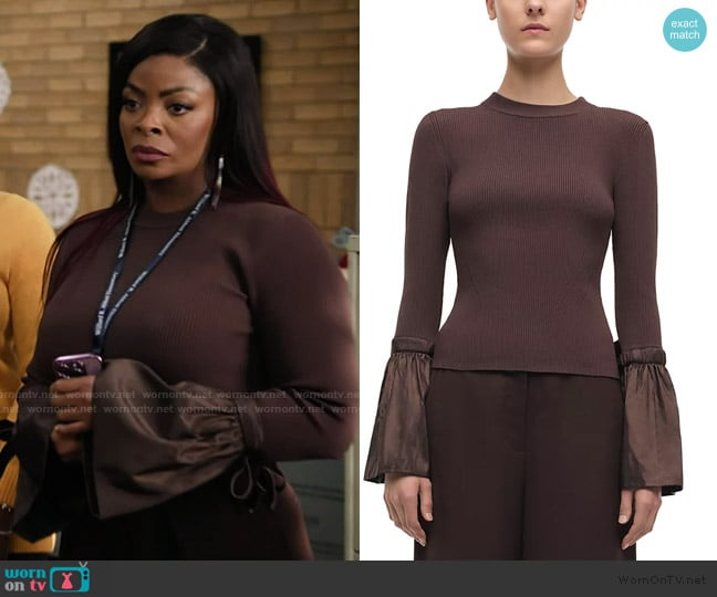 Simkhai Flared Cuff Long Sleeve Top worn by Ava Coleman (Janelle James) on Abbott Elementary