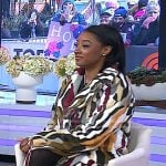 Simone Biles’s multicolor striped fur coat on Today