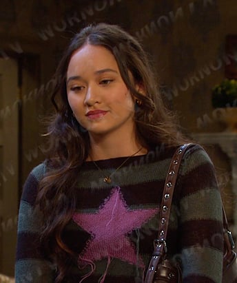 Sophia’s green striped star sweater on Days of our Lives