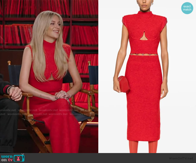 Sportmax Brushed-finish midi dress worn by Kelsea Ballerini on Access Hollywood