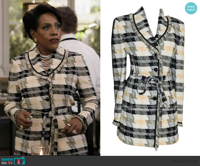 St John Collection Checkered Coat worn by Barbara Howard (Sheryl Lee Ralph) on Abbott Elementary