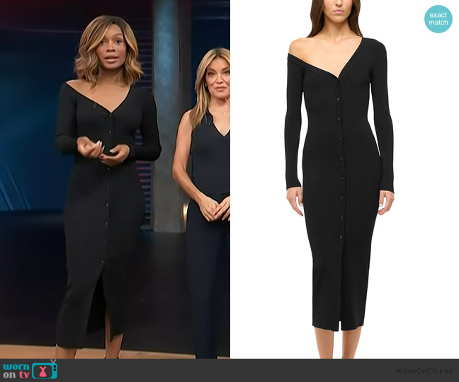 Staud Craftsman One-Shoulder Midi Sweater Dress worn by Zuri Hall on Access Hollywood