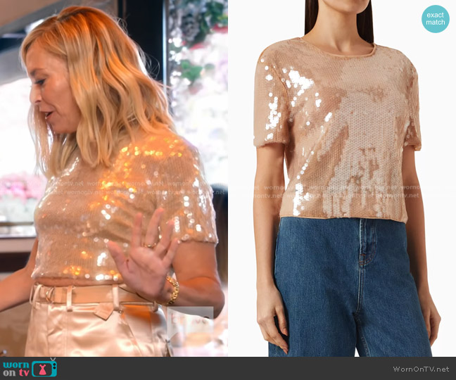 Staud Quincy Embellished Top worn by Sutton Stracke on The Real Housewives of Beverly Hills