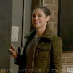 Stella’s green suede jacket on Chicago Fire