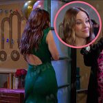 Stephanie’s green cap sleeve midi dress on Days of our Lives