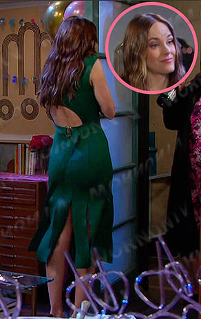 Stephanie’s green cap sleeve midi dress on Days of our Lives