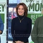 Stephanie Ruhle’s navy button cuff turtleneck and beige skirt on Today