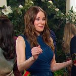 Stephanie’s teal blue gathered dress on Days of our Lives