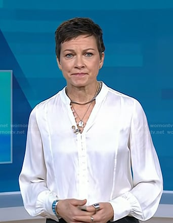 Stephanie's white button down satin blouse on Today