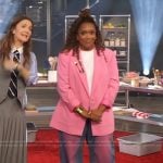 Sunny Anderson’s tie dye denim jeans and blazer on The Drew Barrymore Show