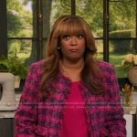 Sunny Anderson’s pink tweed check blazer on The Drew Barrymore Show