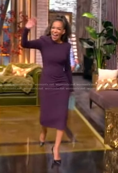 Sunny's purple long sleeve sheath dress on The View