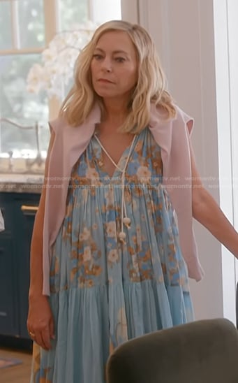 Sutton's blue floral maxi dress on The Real Housewives of Beverly Hills