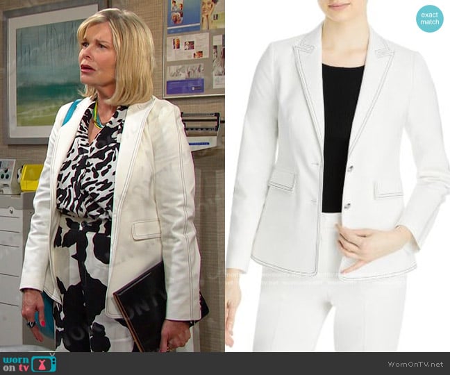 T Tahari notch collar blazer worn by Bonnie Lockhart (Judi Evans) on Days of our Lives