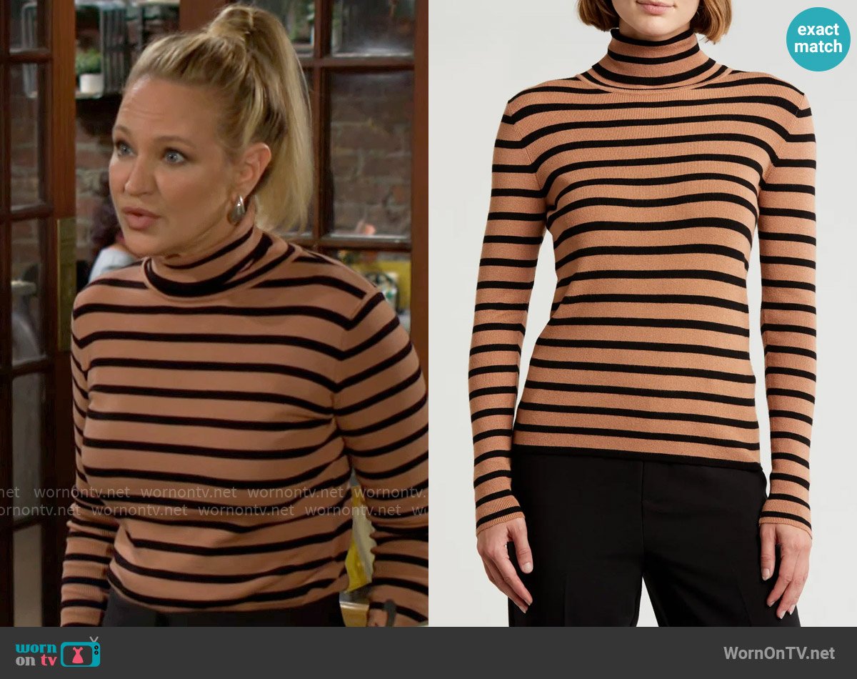 T Tahari Turtleneck Sweater worn by Sharon Newman (Sharon Case) on The Young and the Restless