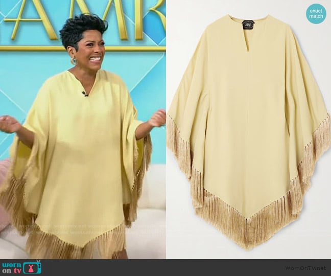 Taller Marmo Gloria fringed crepe kaftan worn by Tamron Hall on Tamron Hall Show