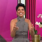 Tamron’s gray halter neck top and pants on Tamron Hall Show