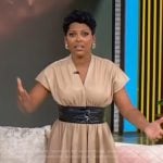 Tamron’s leather belted dress on Tamron Hall Show