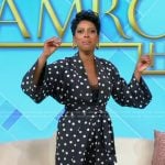 Tamron’s black polka dot print jacket on Tamron Hall Show