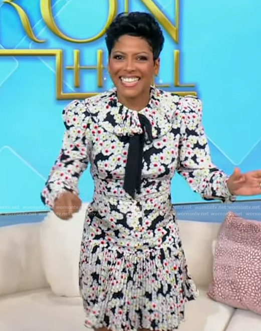 Tamron’s floral print mini dress on Tamron Hall Show