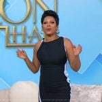 Tamron’s navy sleeveless dress on Tamron Hall Show