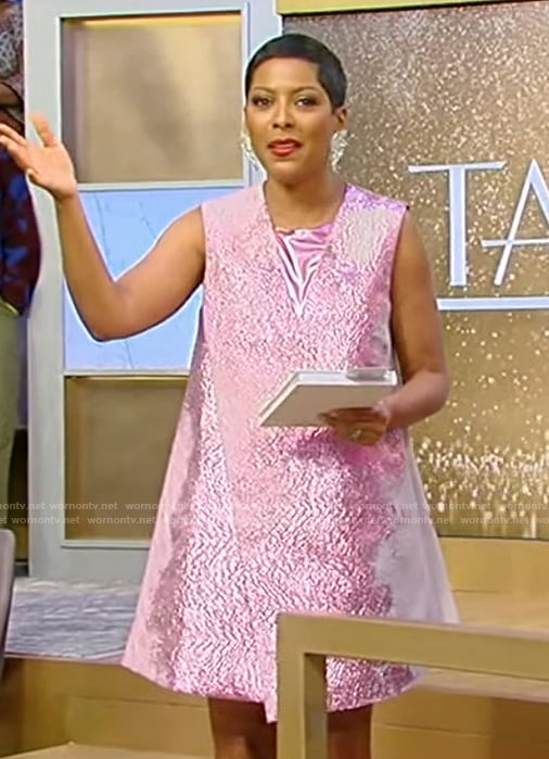 Tamron’s pink metallic mini dress on Tamron Hall Show