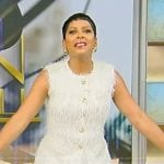 Tamron’s white feather top on Tamron Hall Show